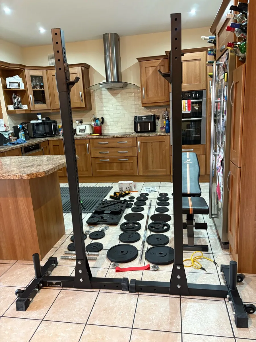 METAL WEIGHTS, HEAVY GYM RACKS, BENCH - Image 1