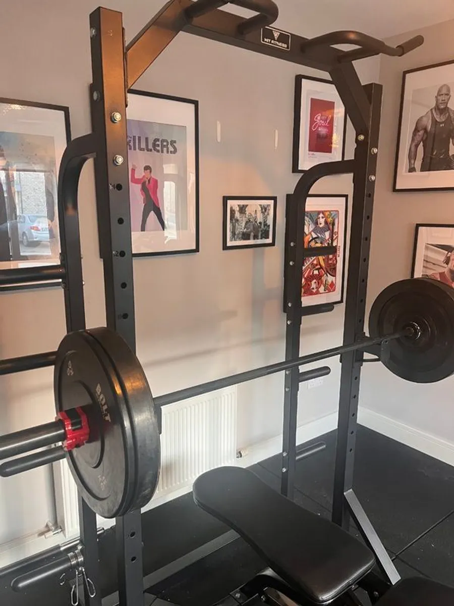 Serious Home Gym Setup. Commercial Rack & Full Olympic Bumper Set - Image 2