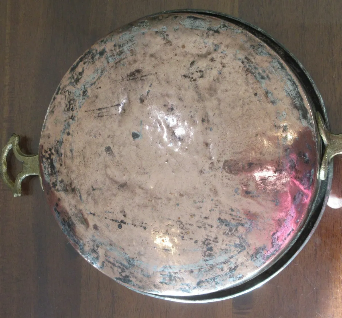 antique vintage COPPER PAN skillet cottage pub - Image 3