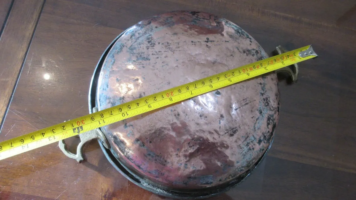 antique vintage COPPER PAN skillet cottage pub - Image 4