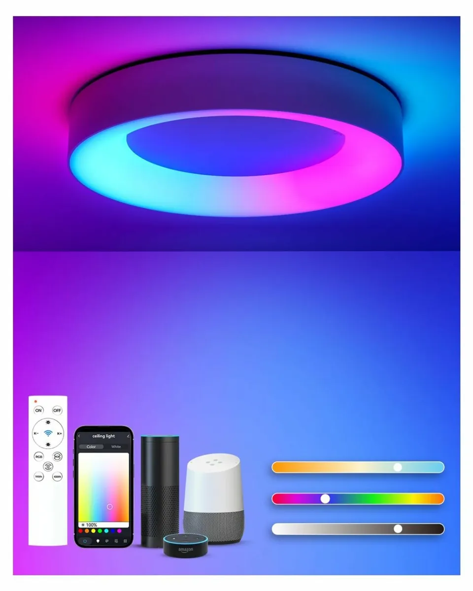 Smart Ceiling Light RGB with Remote Control 24W - Image 1