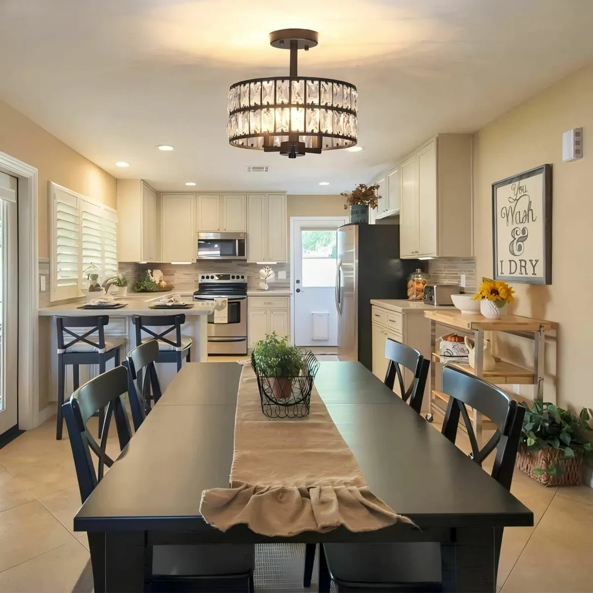 Black Crystal Ceiling Lights Living Room 3-Light - Image 2