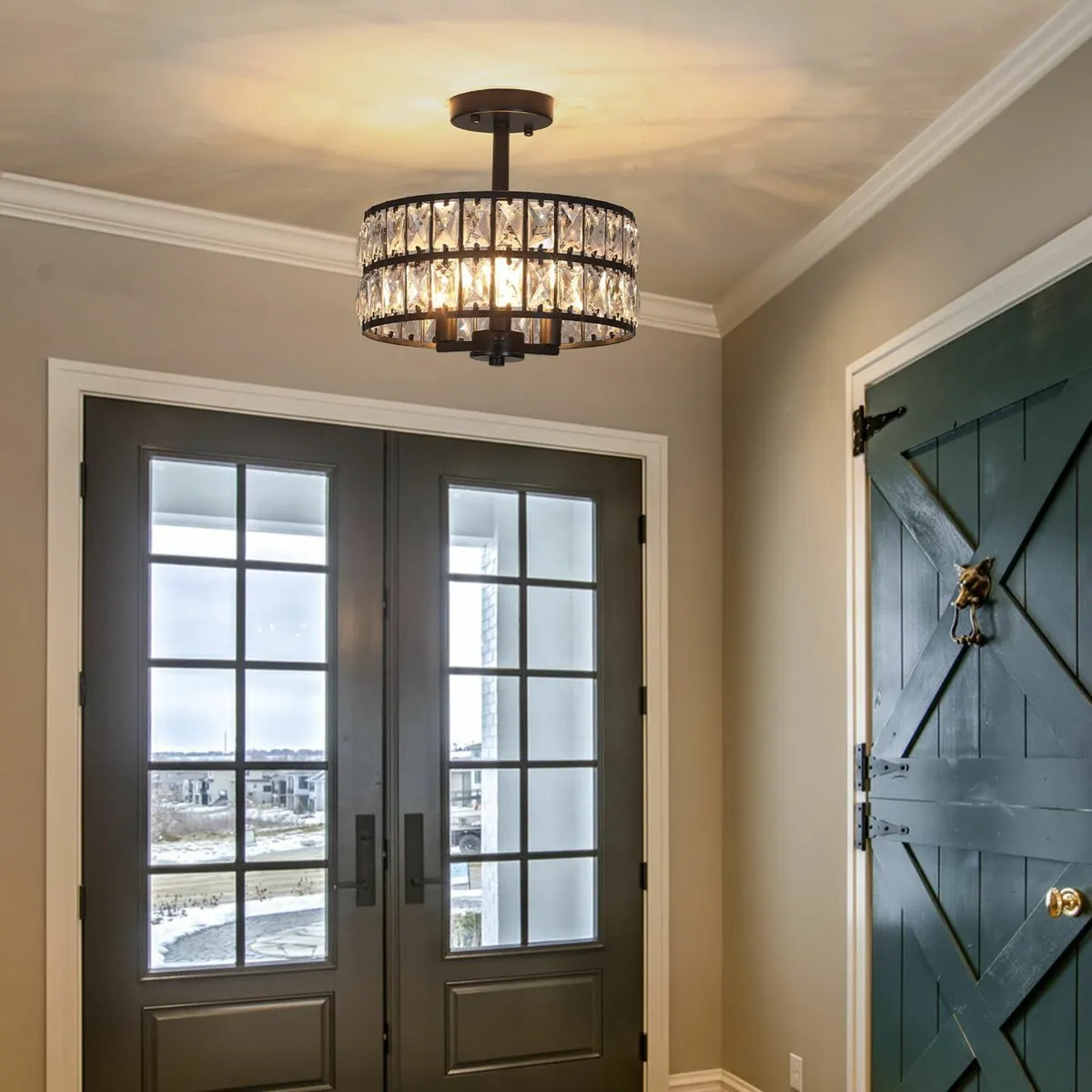 Black Crystal Ceiling Lights Living Room 3-Light - Image 3