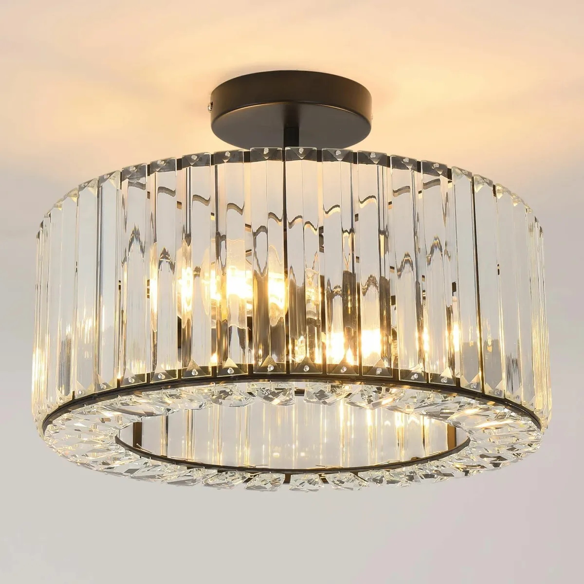 Black Chandeliers Ceiling Light 3-Light Crystal - Image 1