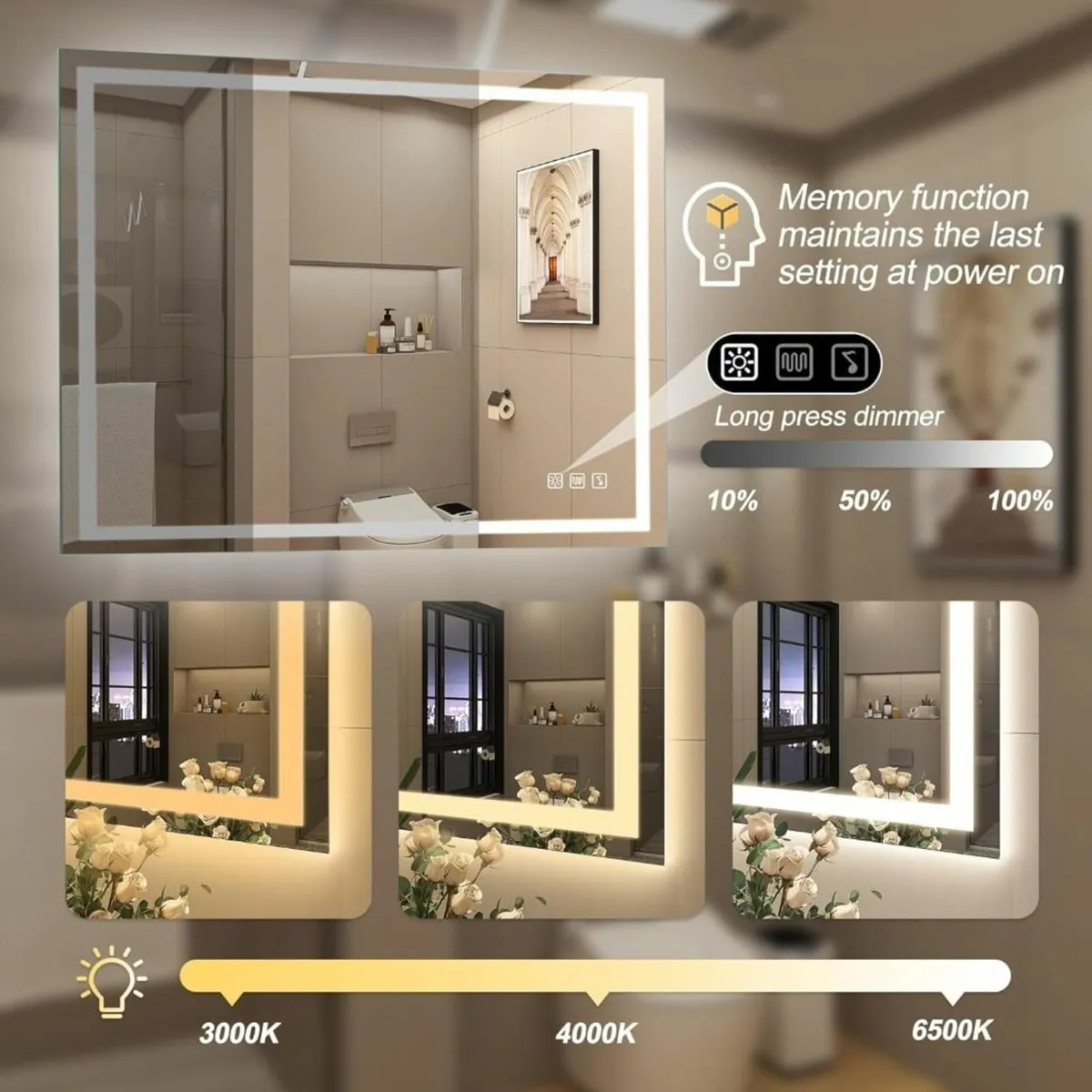 LED Bathroom Mirror 60x80 or 80x60cm - Image 4