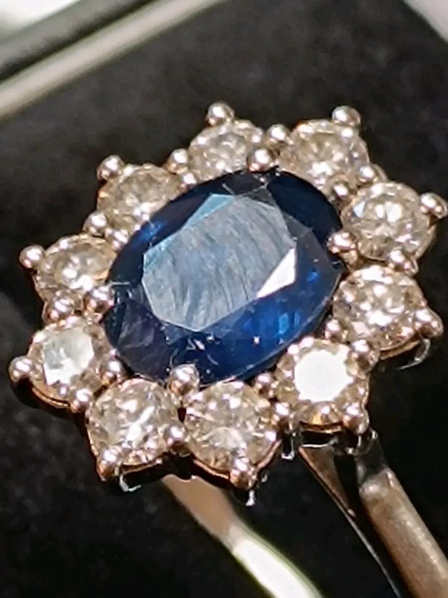 Blue Sapphire & Diamond Platinum Ring ,Diana's - Image 1