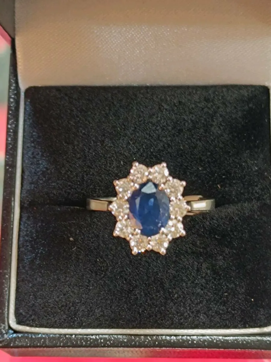 Blue Sapphire & Diamond Platinum Ring ,Diana's - Image 4