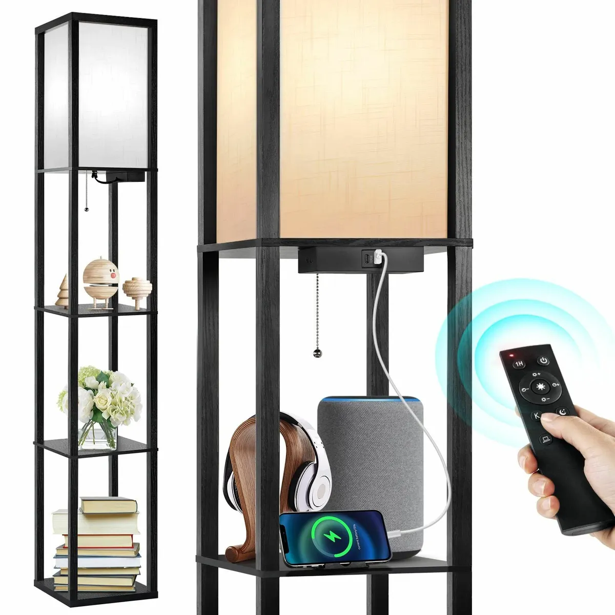 Floor Lamp Shelf with Remote Control Dimmable 4 - Image 1