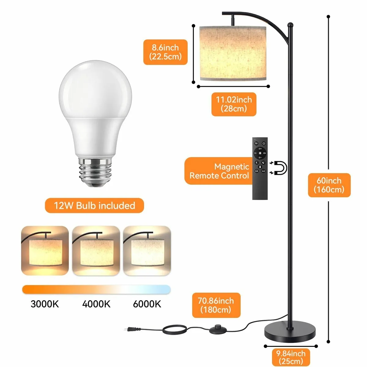 Floor Lamp for Living Room 63 Modern Arc - Image 2