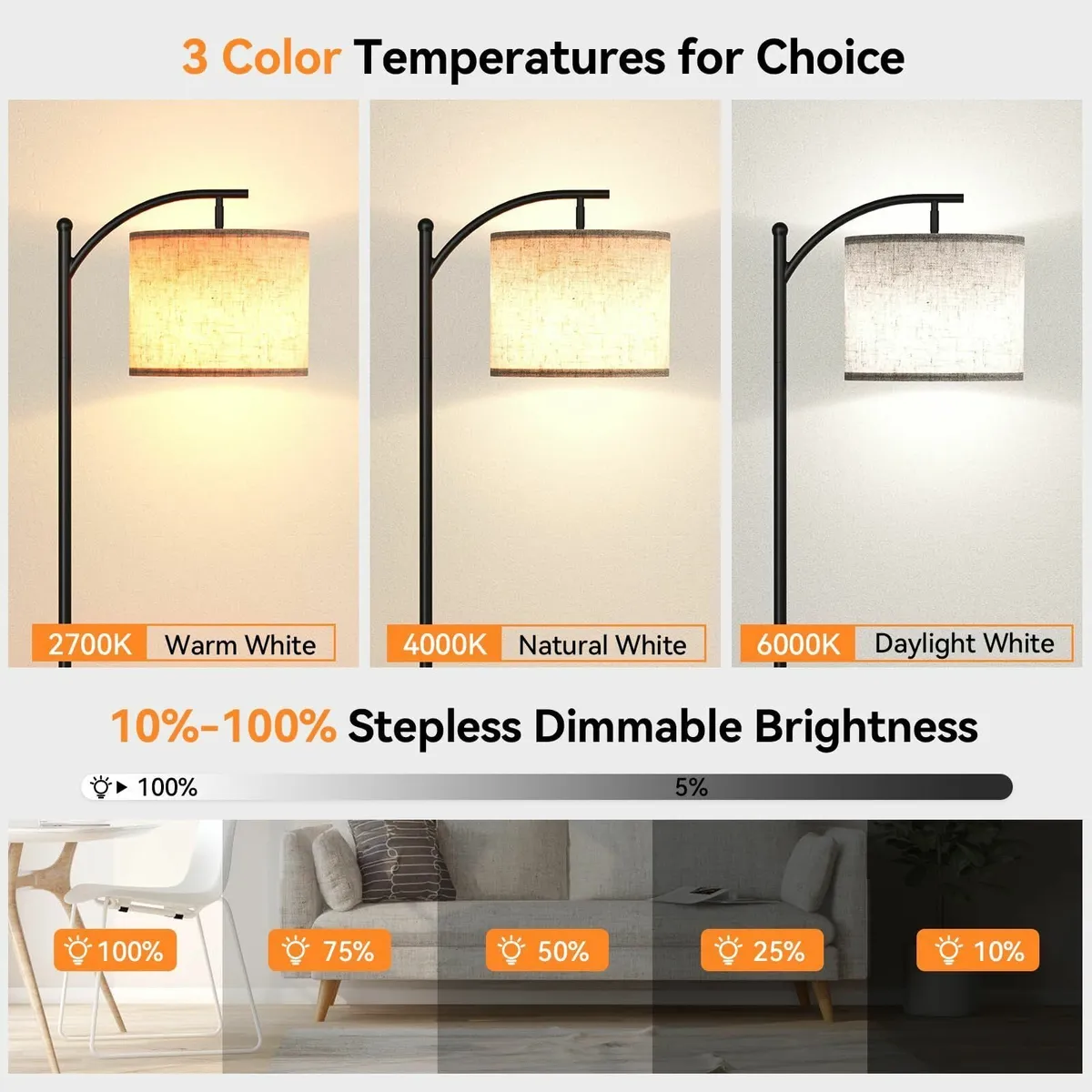 Floor Lamp for Living Room 63 Modern Arc - Image 3