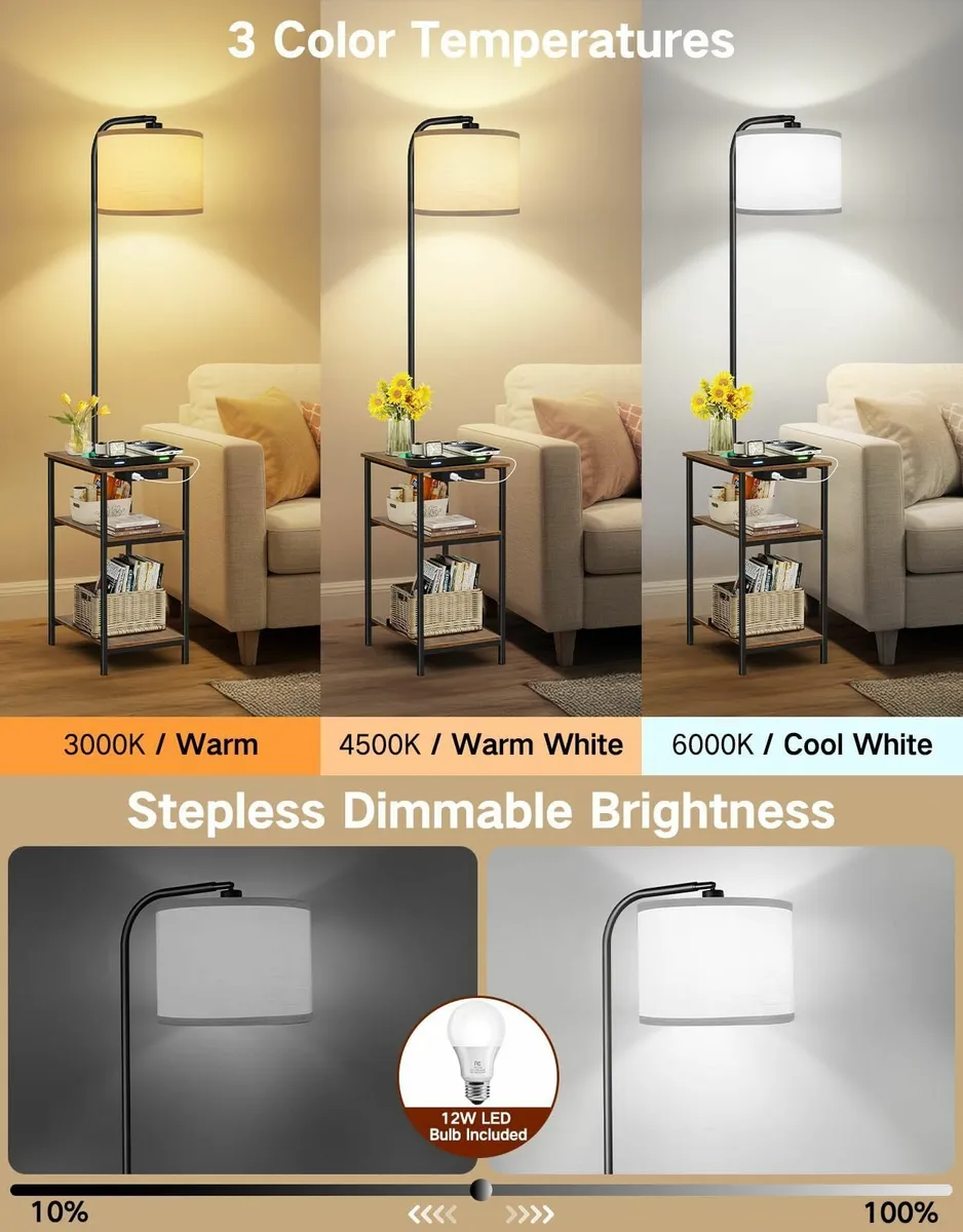 Floor Lamp with Table Remote Side Charging - Image 2