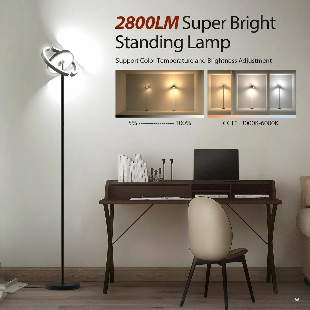 Floor Lamp Stepless Dimming 3000K - 6000K Color - Image 2
