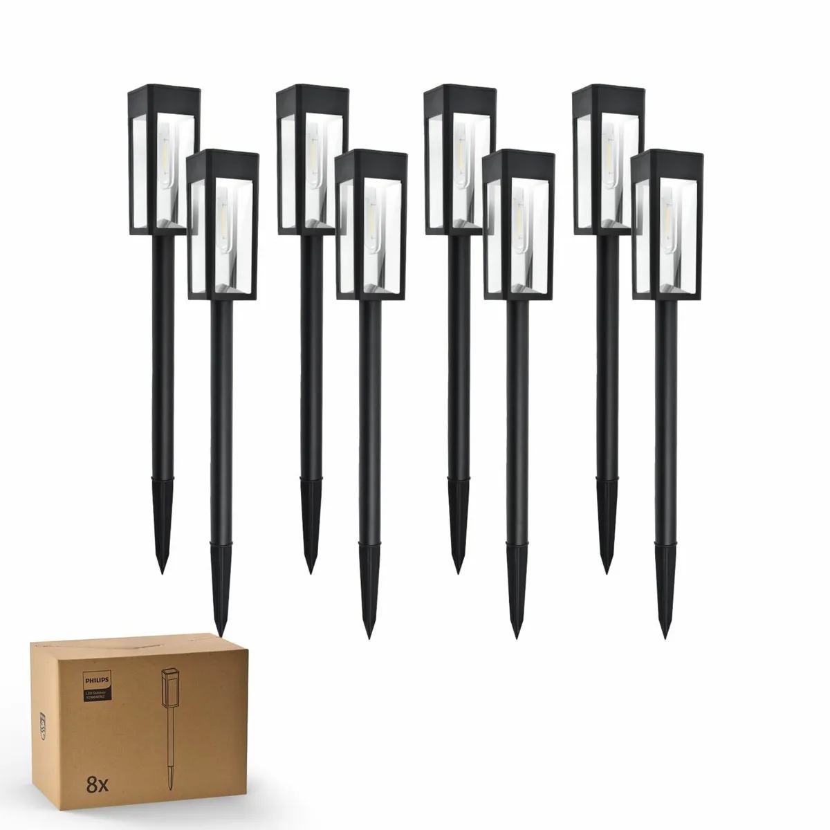 8 Packs Solar Pathway Lights Outdoor Glass Metal - Image 2