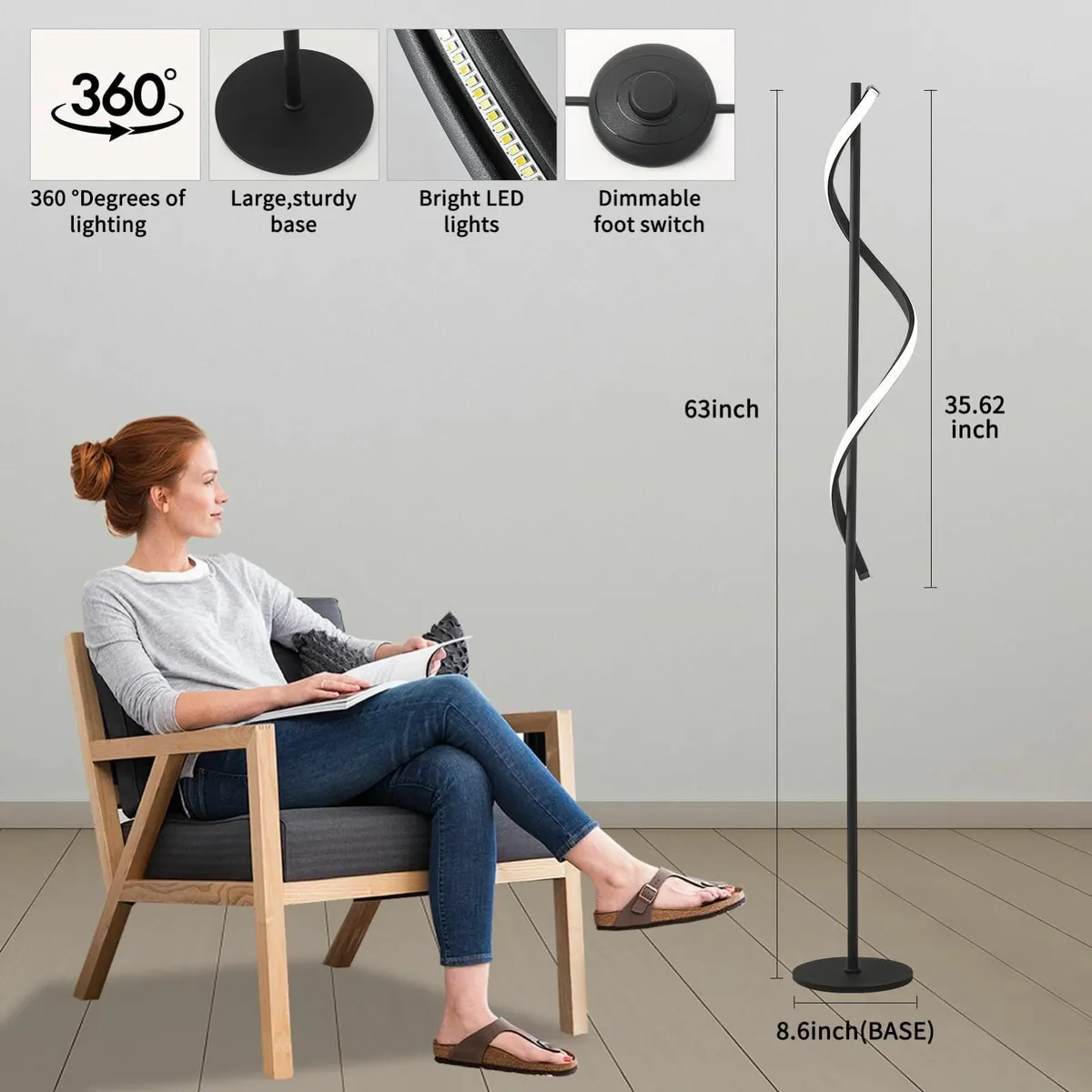 LED Floor Lamp 40W Lamps for Living Room 3 Colour - Image 3