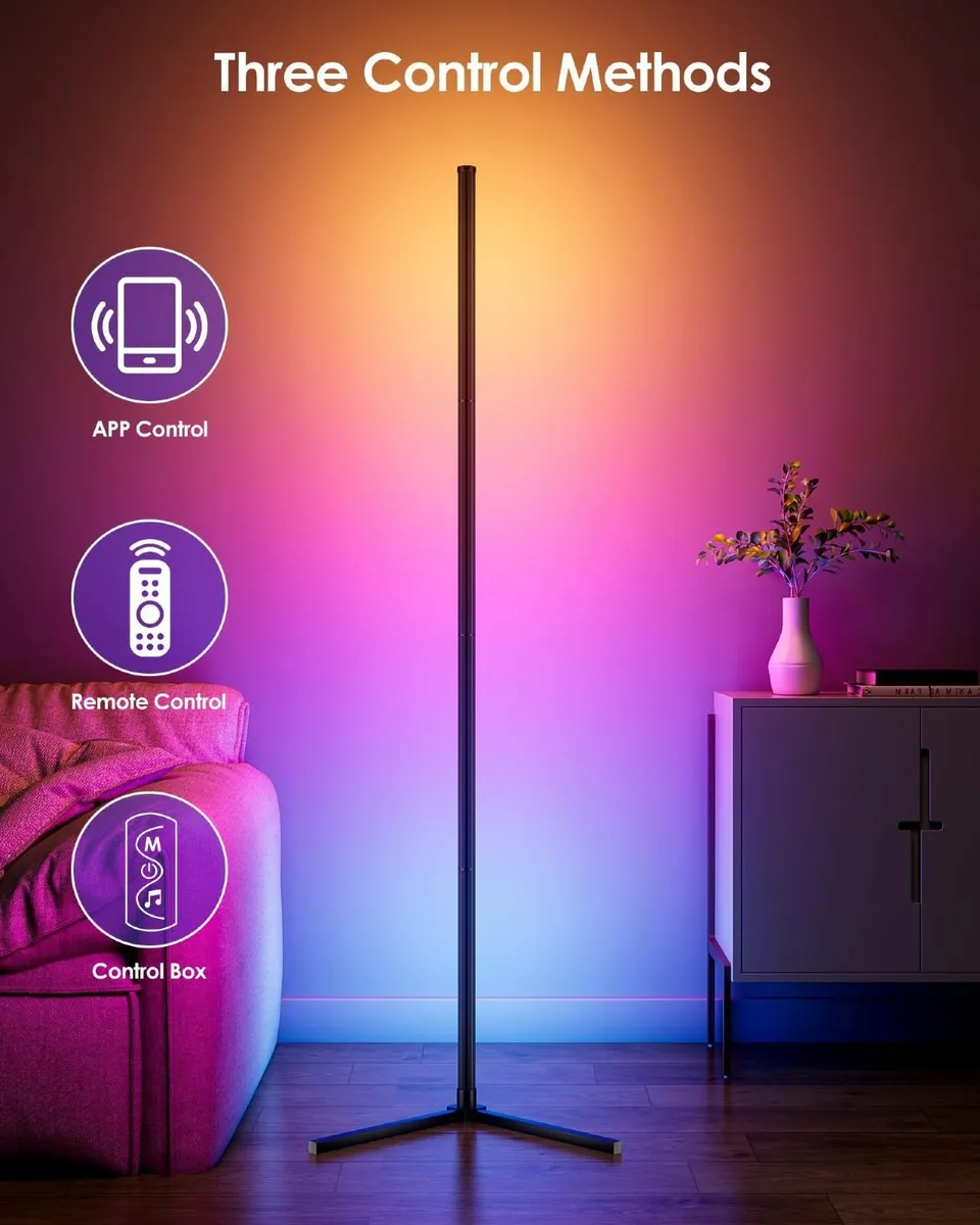 LED Floor Lamp 2PCS 64.5 RGB Corner Works with - Image 4