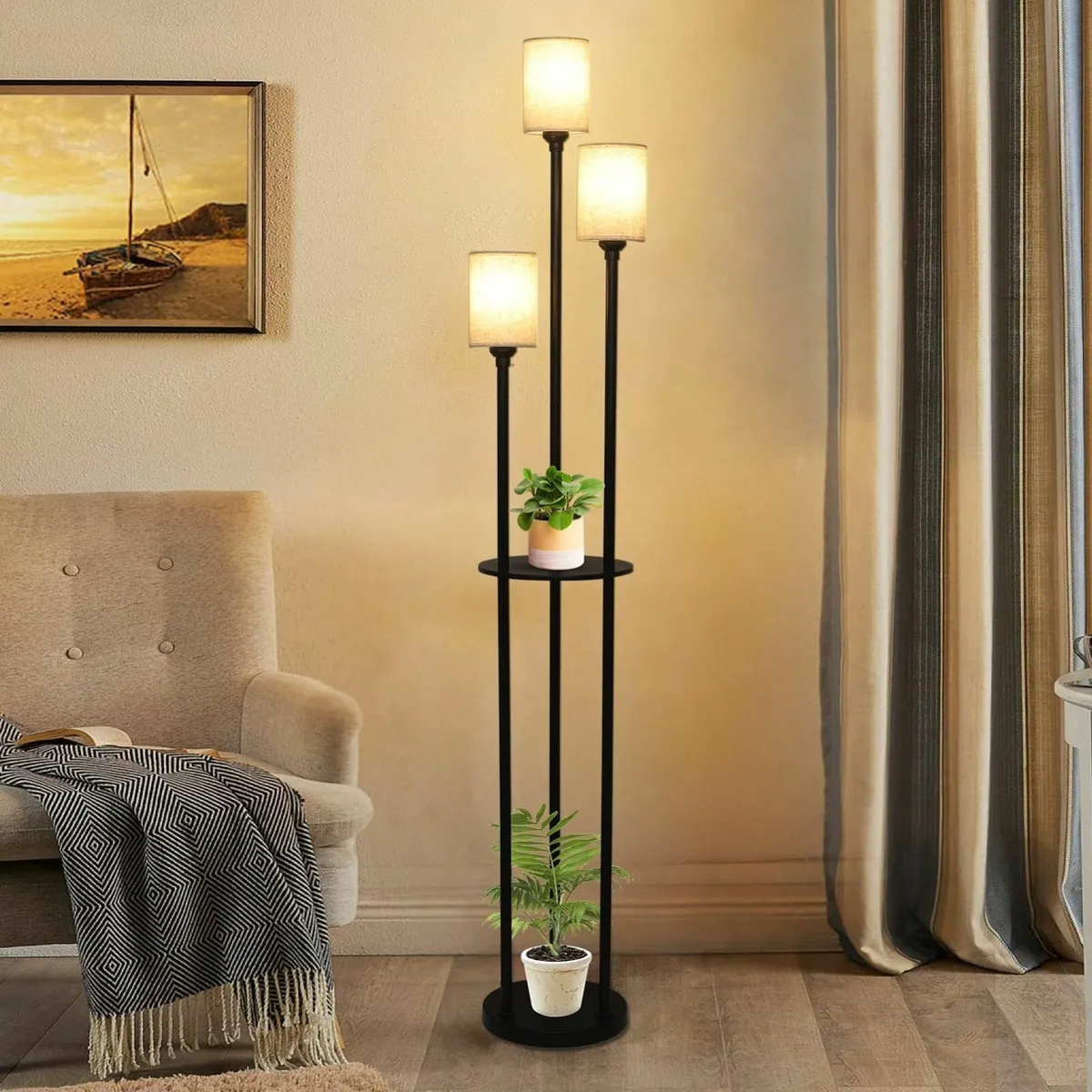 Floor Lamp with Shelves Modern Lamps for Living - Image 2