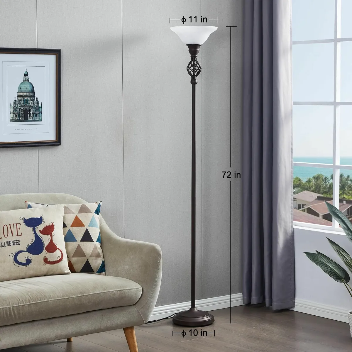 Torchiere Floor Lamp for Living Room LED Standing - Image 4