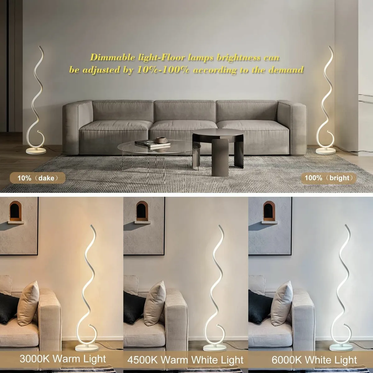 Spiral Floor Lamp 150CM 48W Modern Standing - Image 2