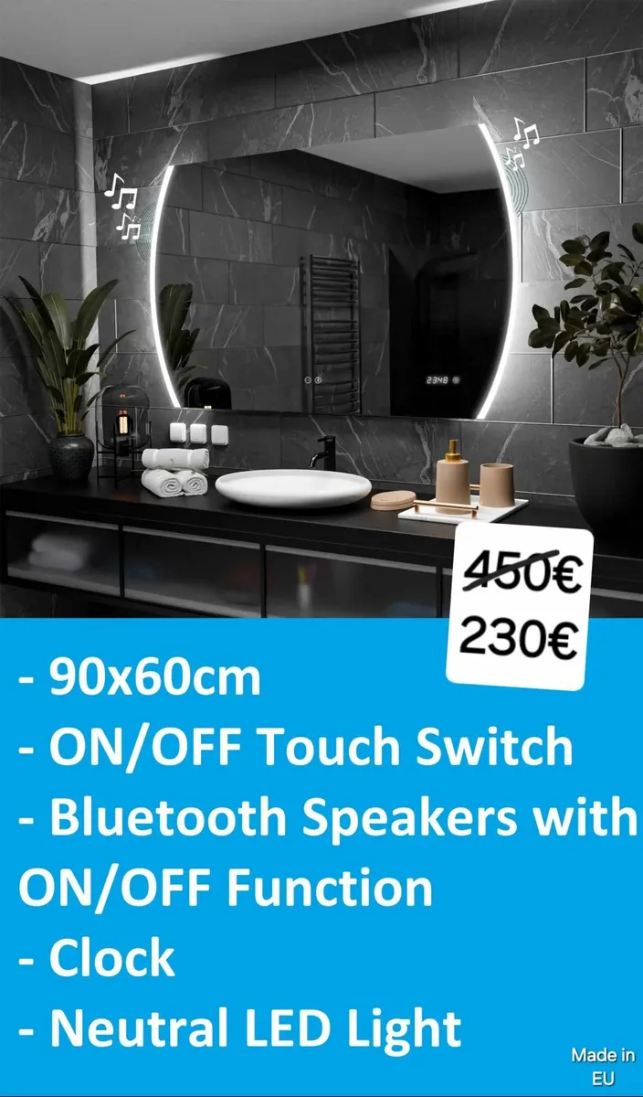 LED Bathroom Mirror 90x60cm - Image 2