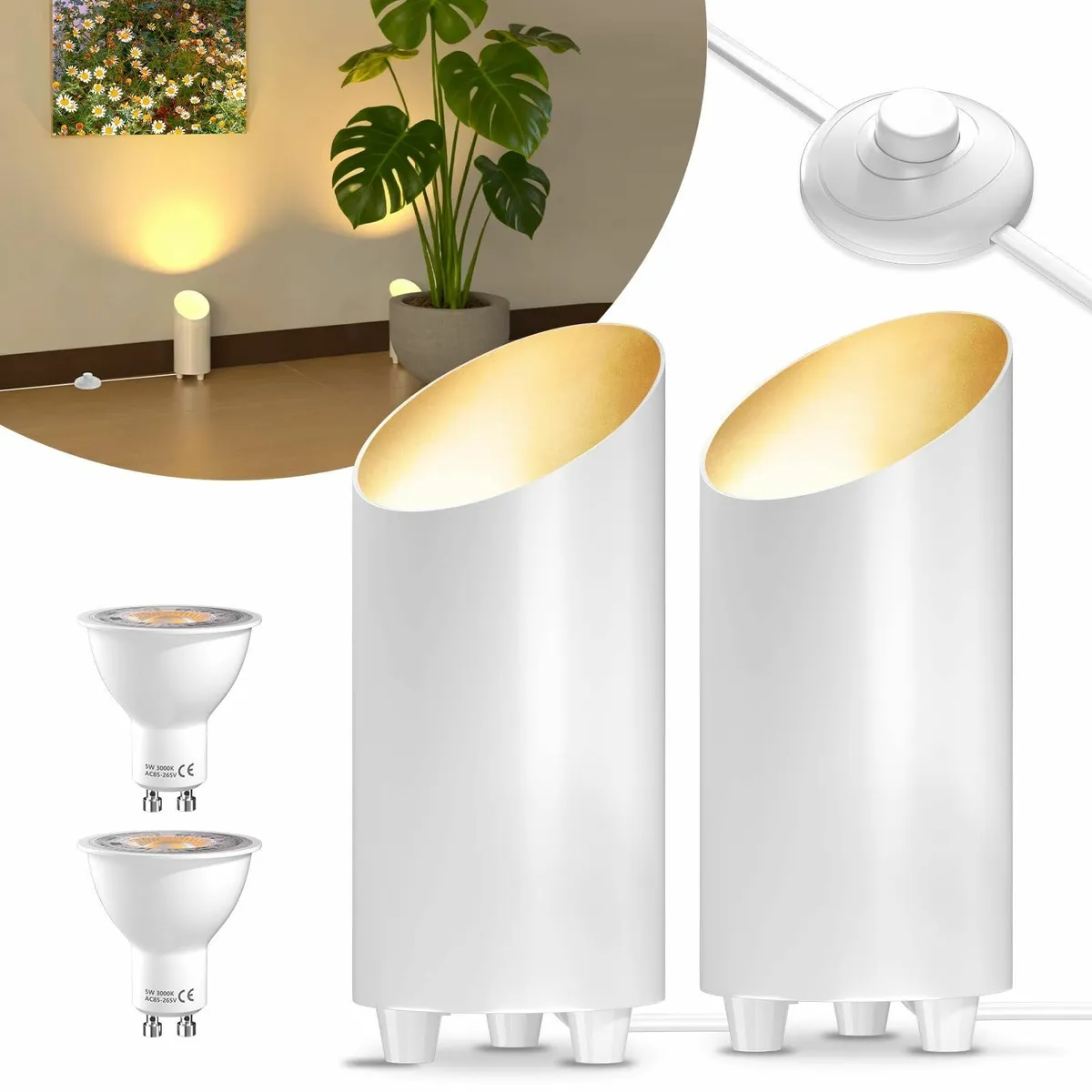 2 Pack Uplighting Indoor Floor Can Light 5W 3000K - Image 1