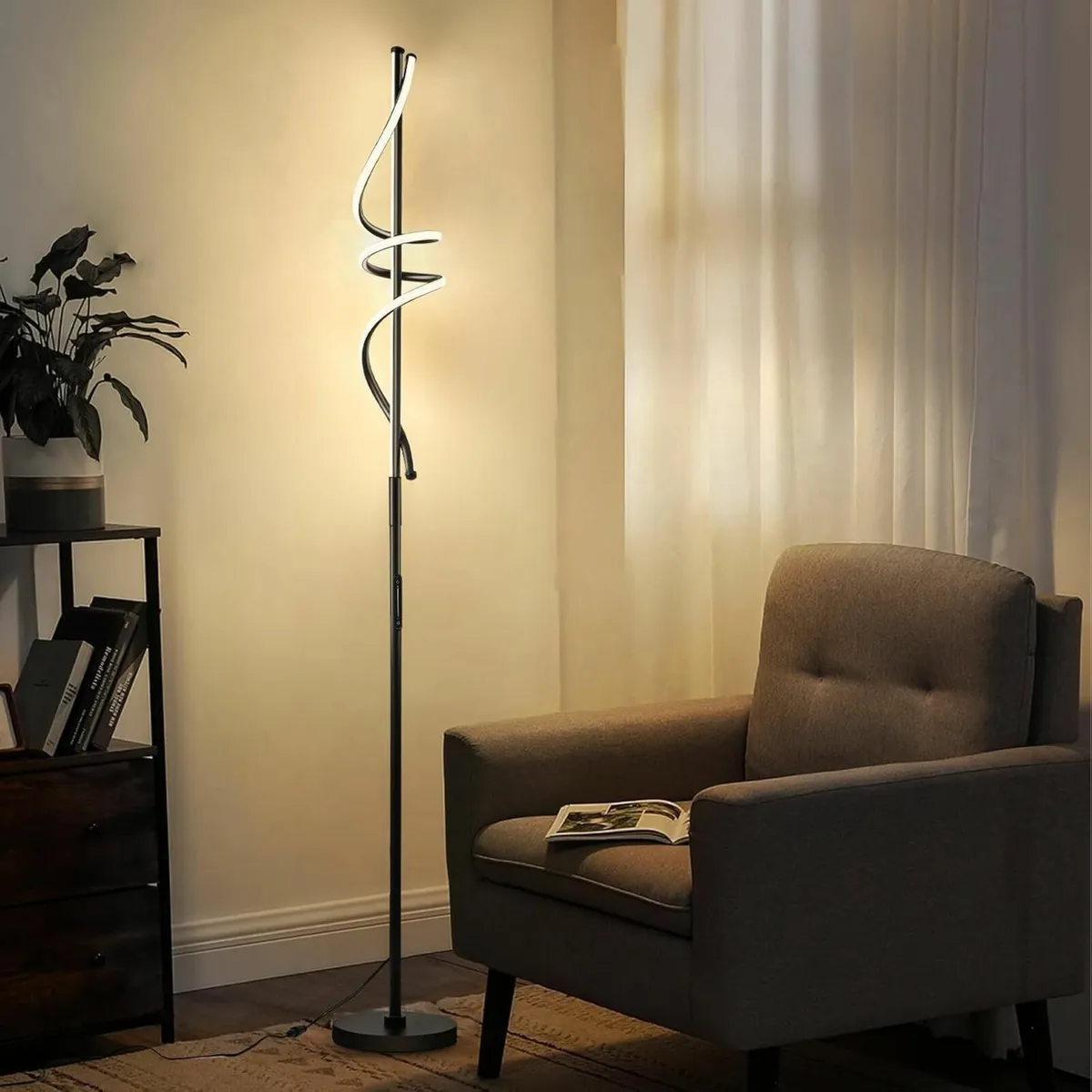 Spiral Floor Lamp LED Modern Dimmable Standing - Image 4