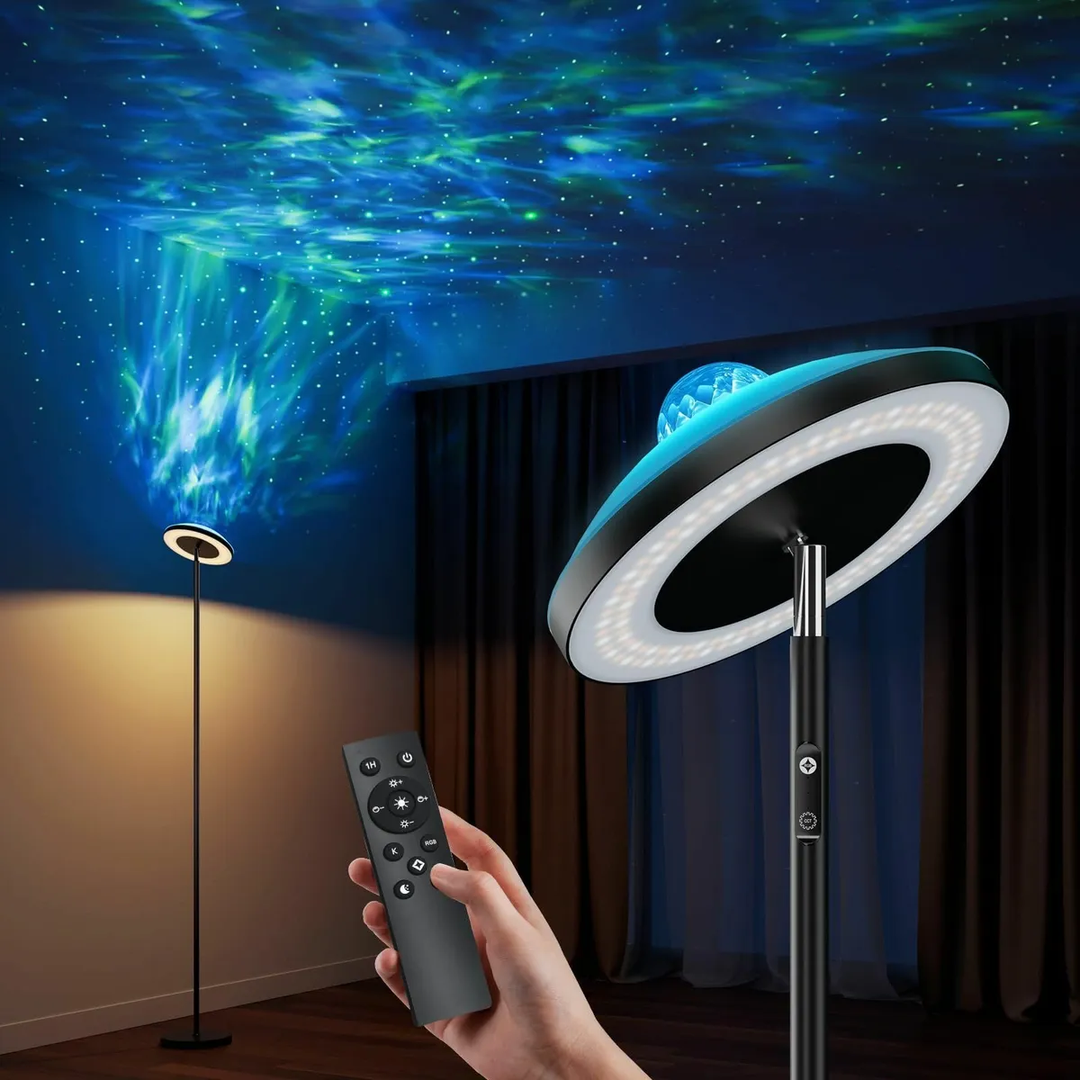 Uplighter Floor Lamp with Aurora Projector - Image 1