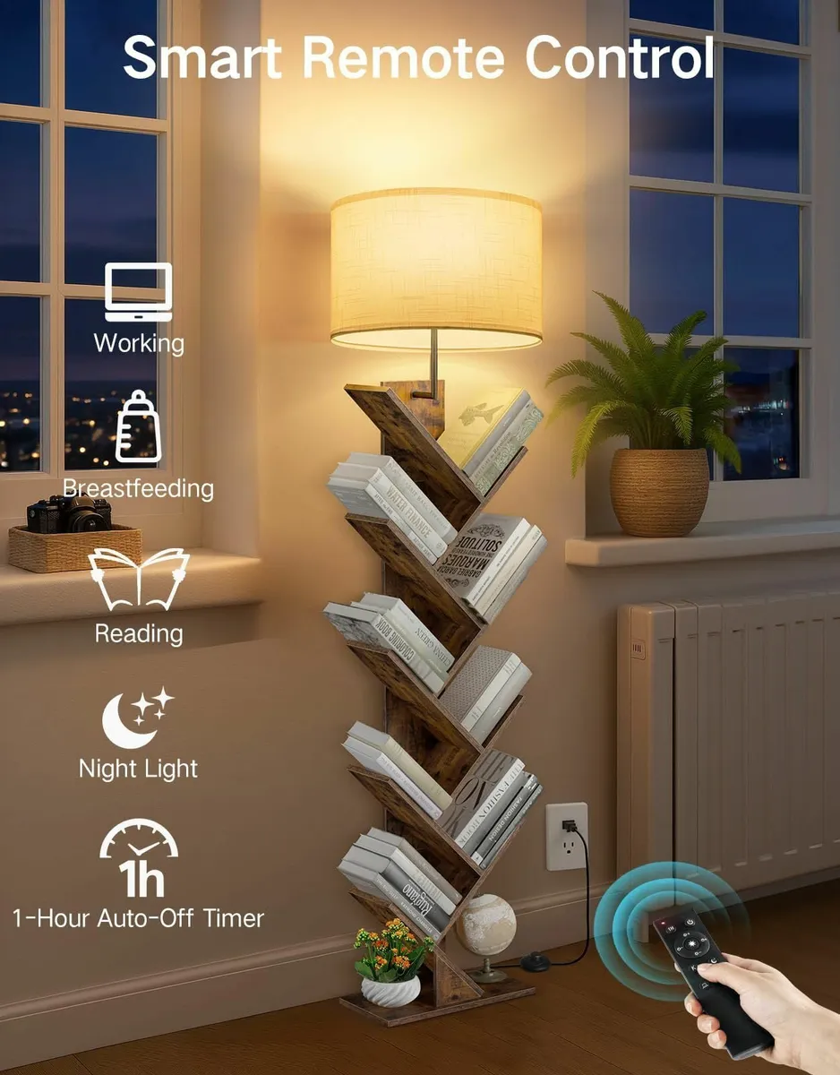 9 Tier Tree Bookshelf with Light Remote Dimmable - Image 4