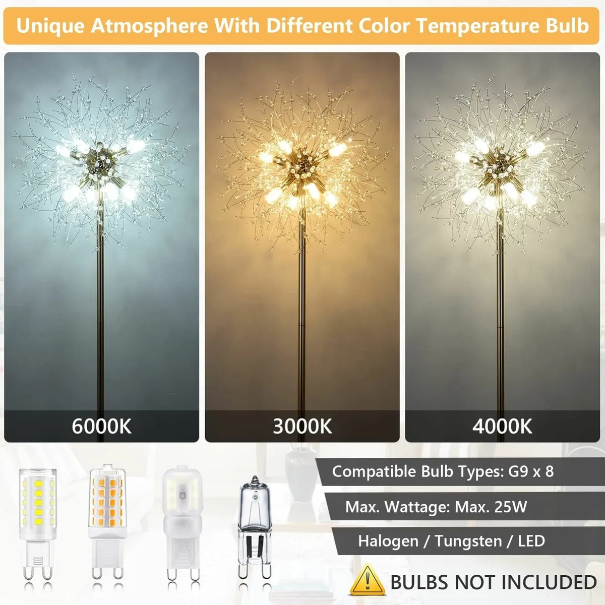 Modern Floor Lamp Golden Fireworks Crystal Lamps - Image 4