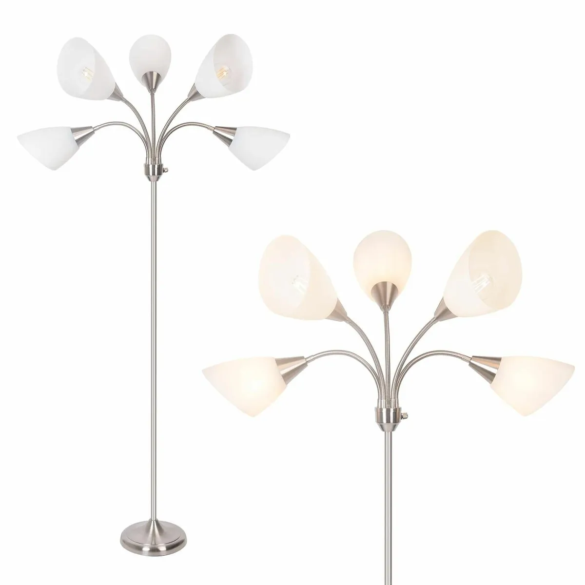 Floor Lamp 5 Adjustable Gooseneck Heads with - Image 1