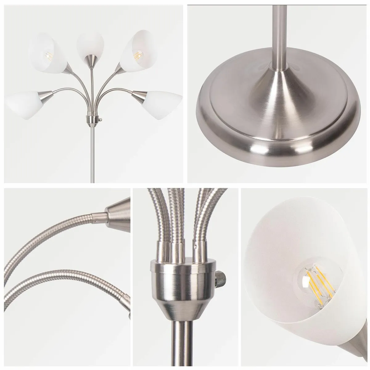 Floor Lamp 5 Adjustable Gooseneck Heads with - Image 4