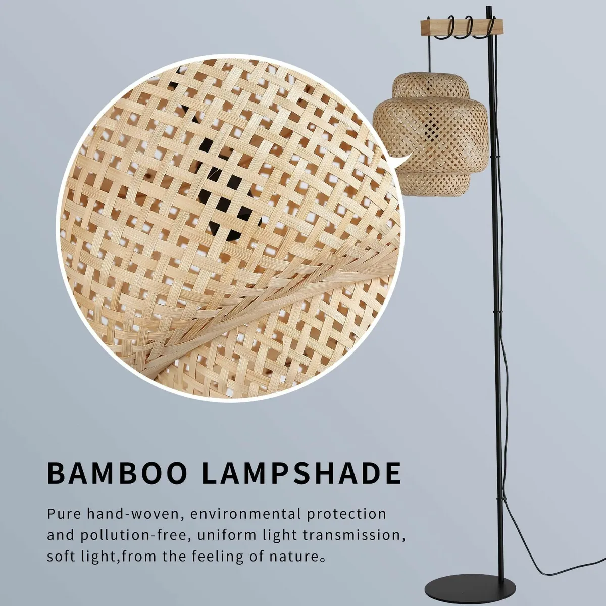 Boho Bamboo Floor Lamp for Living Room Industrial - Image 3
