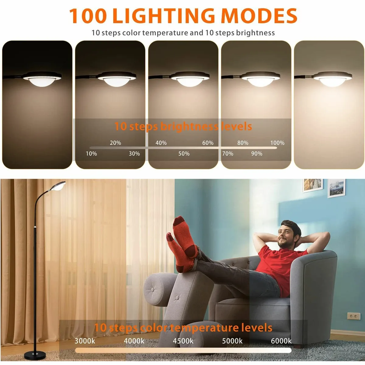 Super Bright LED Floor Lamp with Remote 22W - Image 2