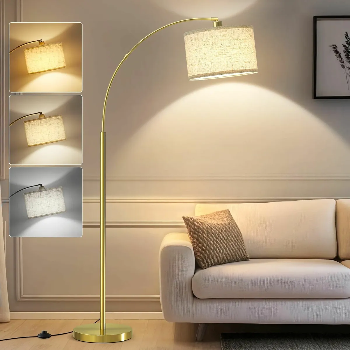 Arc Floor Lamp for Living Room Free Standing with - Image 1