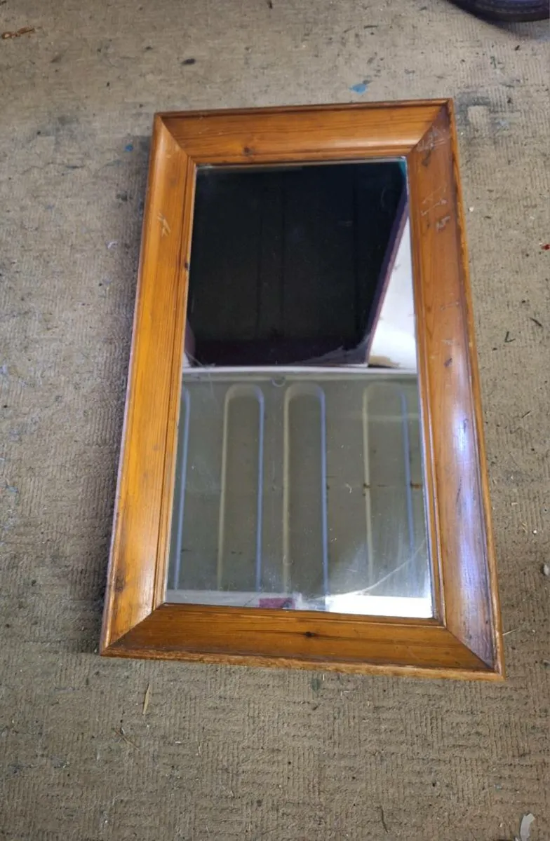 Old wooden rectangular mirror - Image 1
