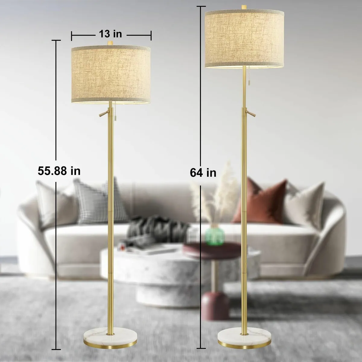 Floor Lamp for Living Room Gold Marble Adjustable - Image 2