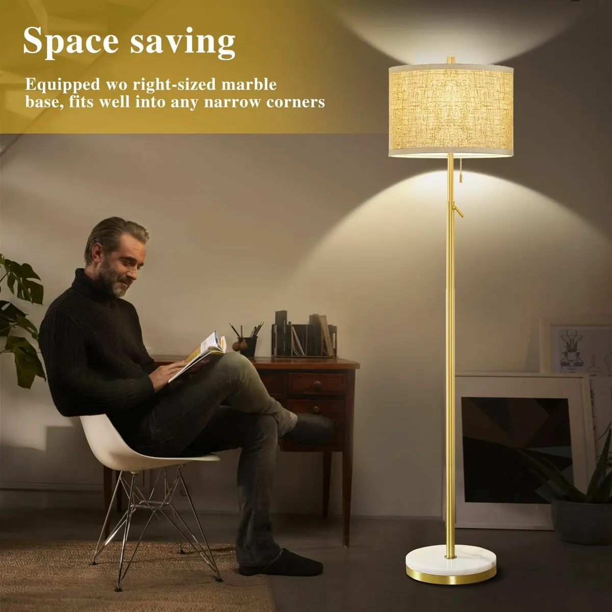 Floor Lamp for Living Room Gold Marble Adjustable - Image 4