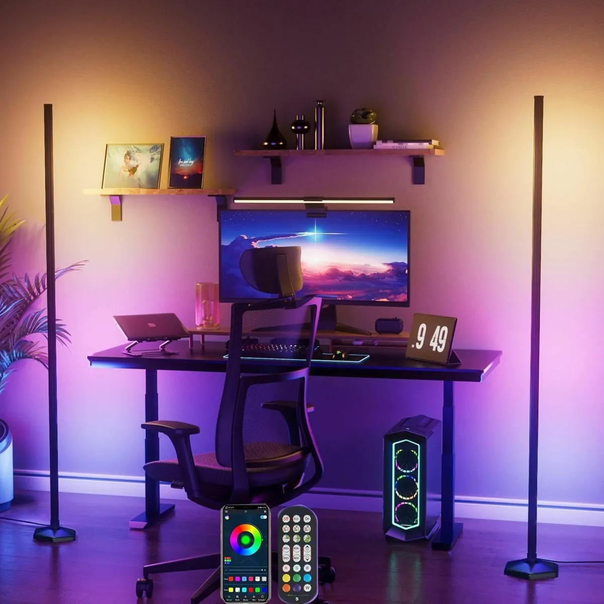 Corner Floor Lamp 2 Pack LED with App/Remote/Butto - Image 1