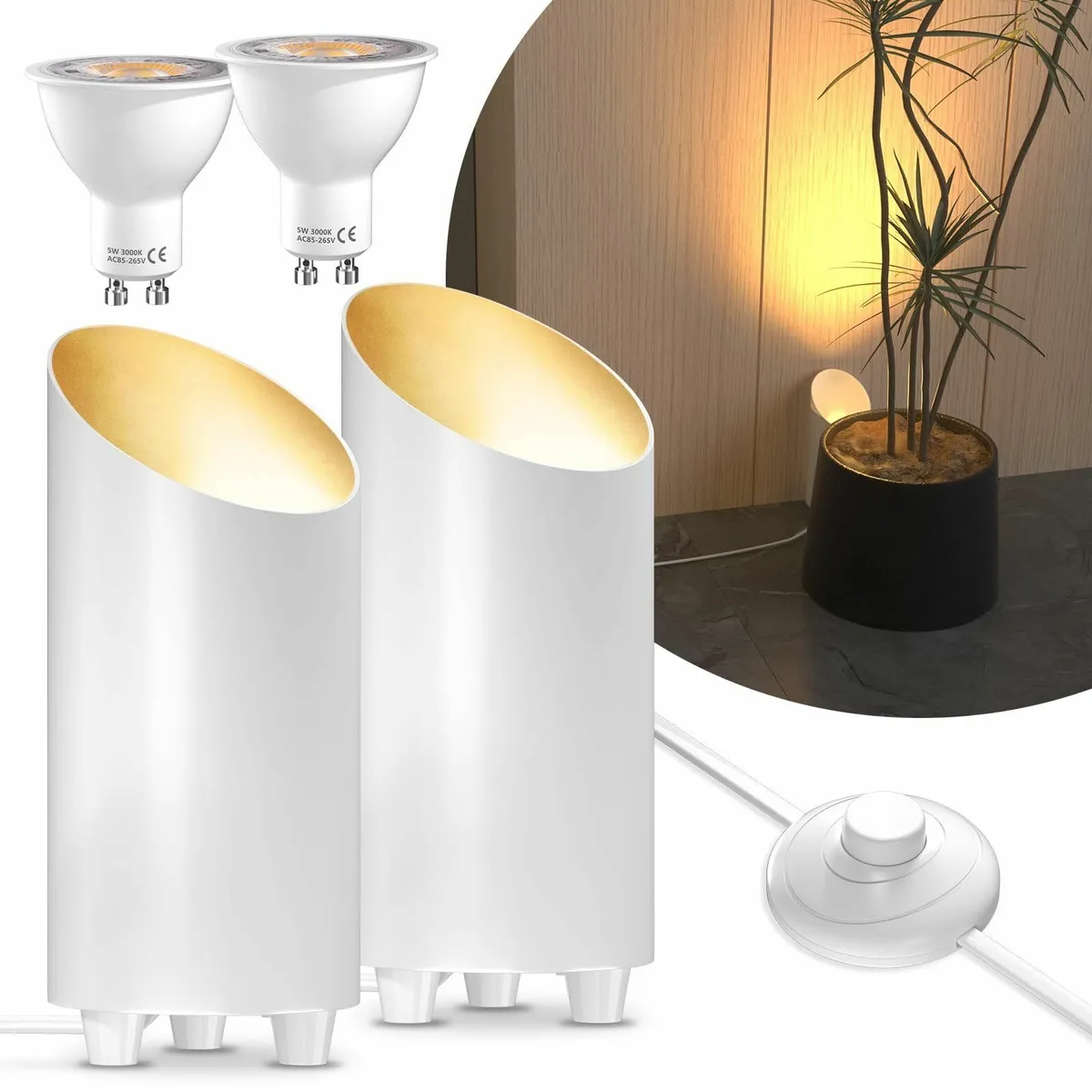 2 Pack Uplighting Indoor Floor Can Light 5W Up - Image 1