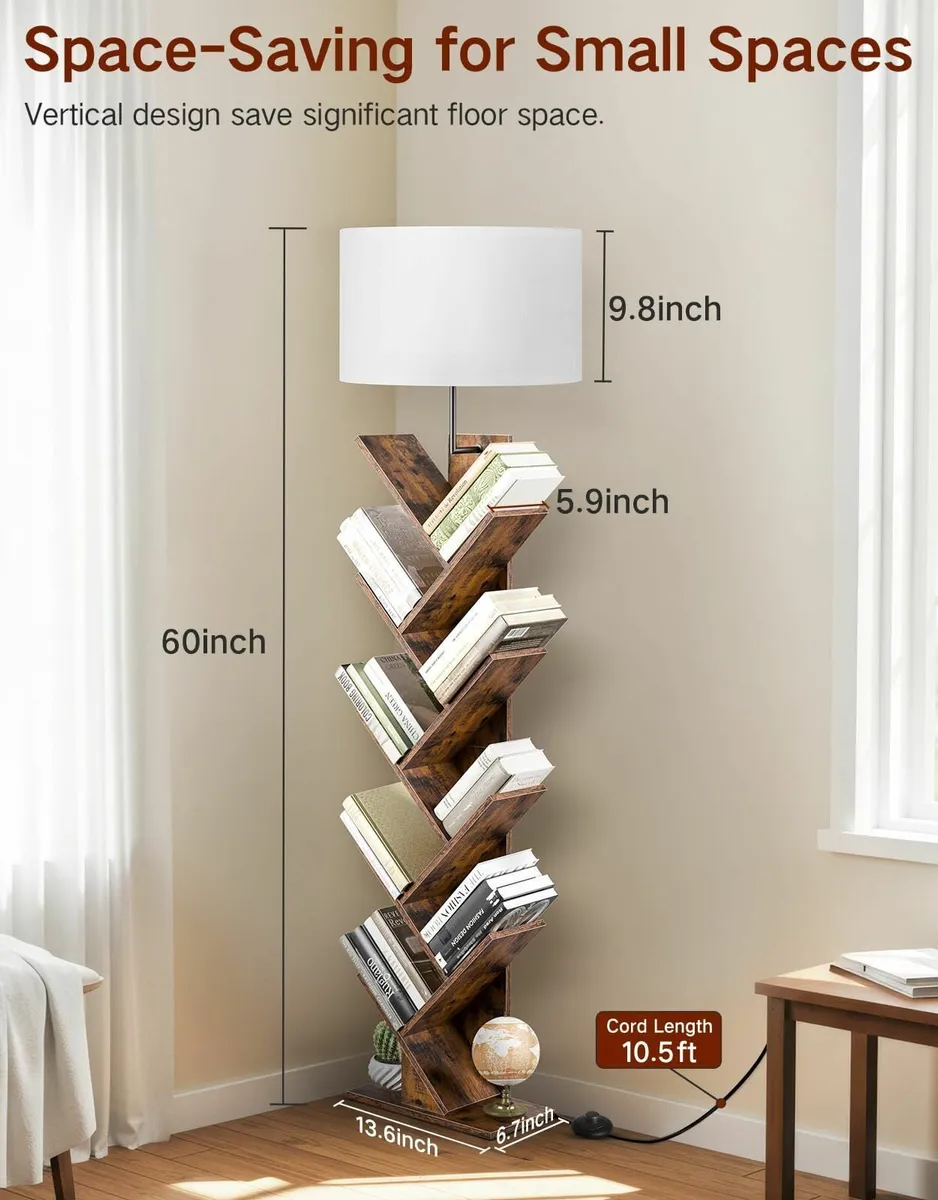 9 Tier Tree Bookshelf with Light Remote Dimmable - Image 2