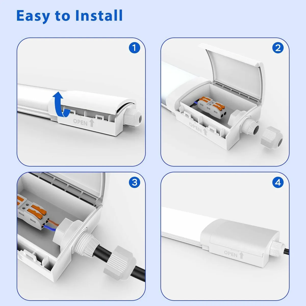 5ft LED Batten Lights 2 Pack 6000K Daylight Plug - Image 2