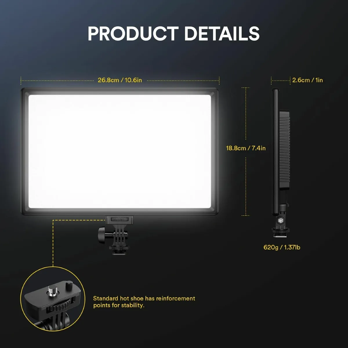 13 LED Video Light 19.5W Panel Camera with LCD - Image 3