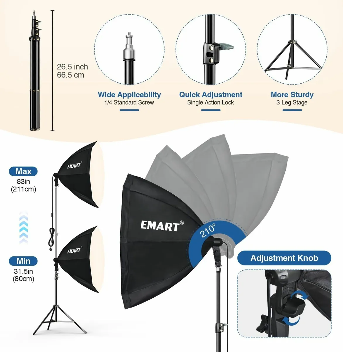 Softbox Lighting Kit 2 Pack 65x65cm Octagonal - Image 3
