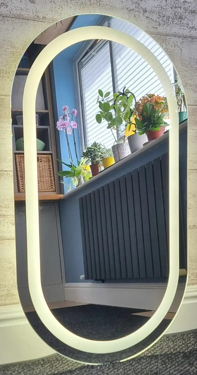 LED Bathroom Mirror 50x90cm Bluetooth Speakers - Image 1