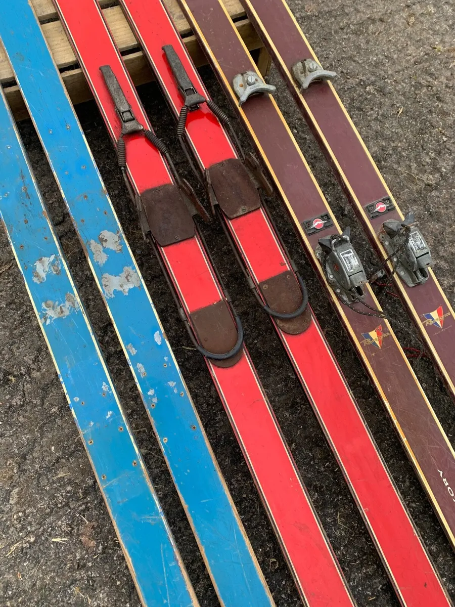 Vintage Skis & Poles x3 sets - Image 4