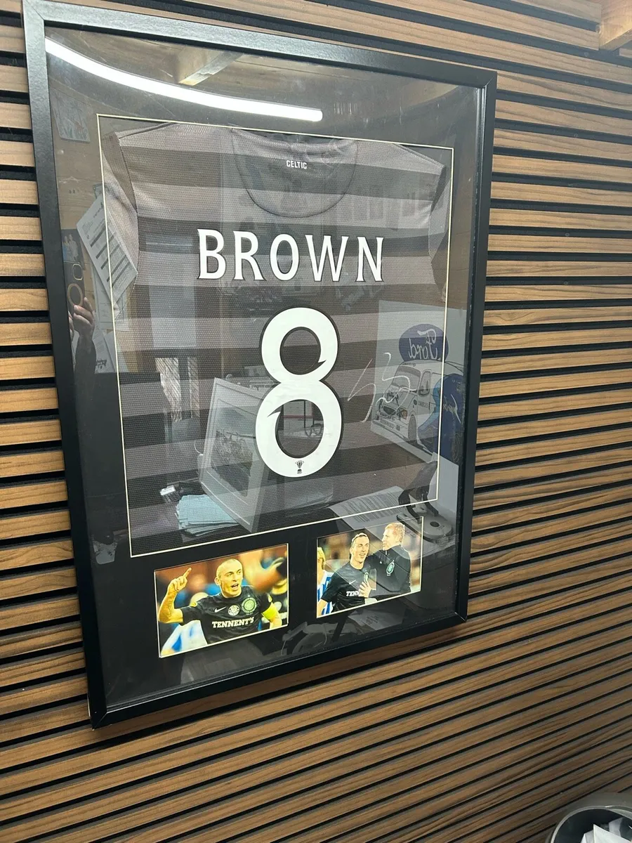 Celtic jersey in frame Scott Brown signed and worn - Image 1