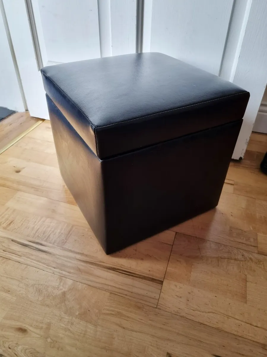 Black small pouffe stool with storage - Image 2