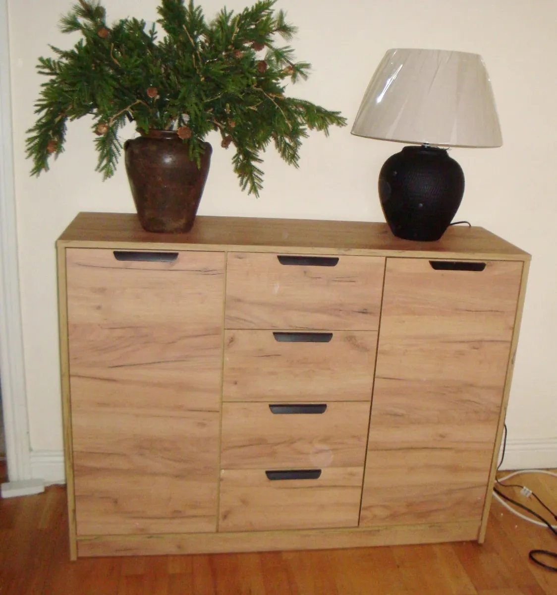 Cabinet sideboard 2 doors 4 drawers natural oak - Image 1