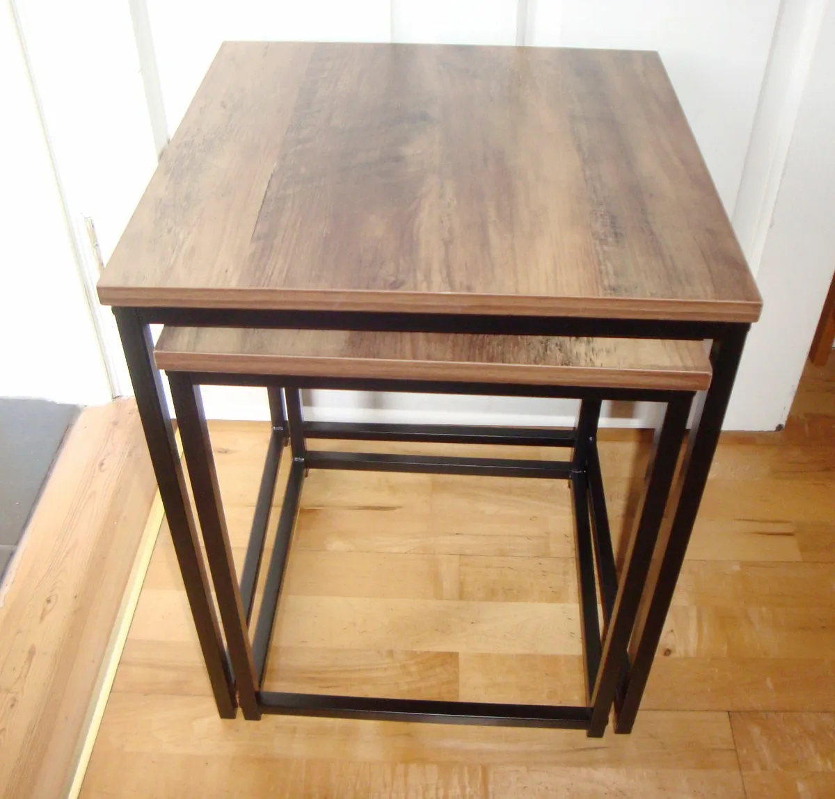 Nest of 2 side tables - black and rustic oak - Image 1