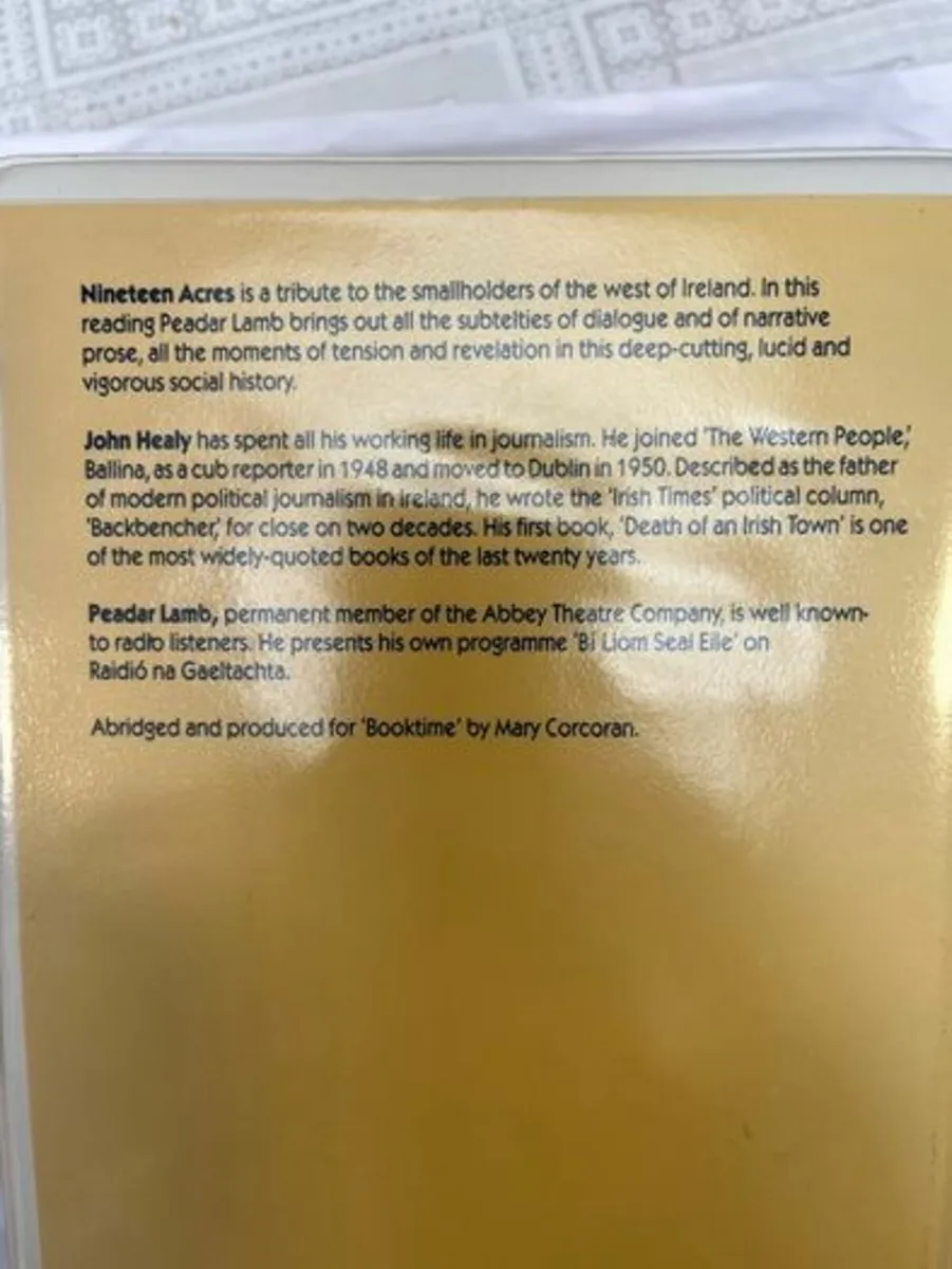 John Healy - Nineteen Acres. RTE Audio Book. Tapes - Image 4