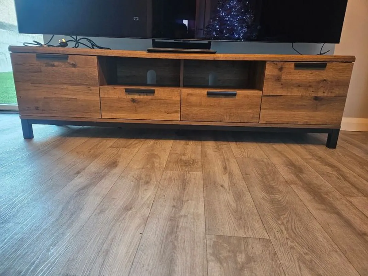 Next Dark Bronx oak effect slim TV unit - Image 1
